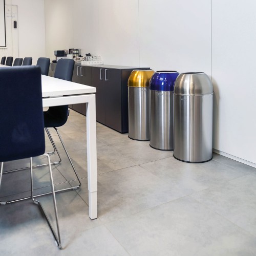 Collecteur "dôme" 40L - Inox Satiné/Bleu