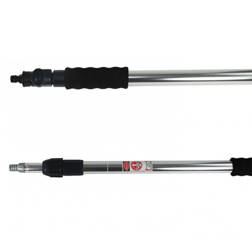 Manche aluminium télescopique 3 m à passage d'eau et vanne stop