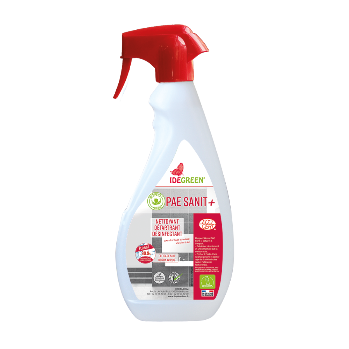 Désinfectant détartrant pour sanitaires Ecolabel - spray de 750 ml