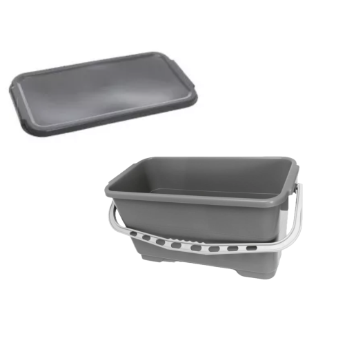 Seau laveur de vitre ou de menage 22L rectangulaire gris avec couvercle en option Seau laveur de vitre ou de menage 22L rectangulaire gris avec couvercle en option