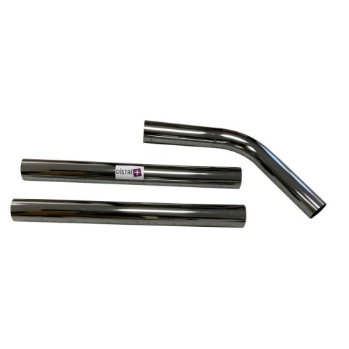 Lot de 2 tubes + 1 coude métal en acier chromé pour aspirateur