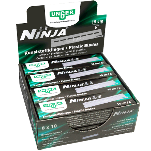 Carton de 8 boites de 10 lames en plastique de 15 cm pour le grattoir NINJA Unger