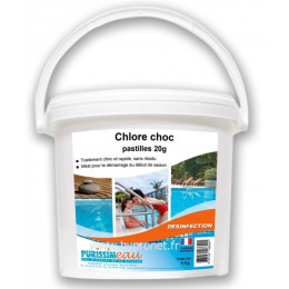 Chlore choc pastilles de 20g seau de 5Kg PURISSIMEAU