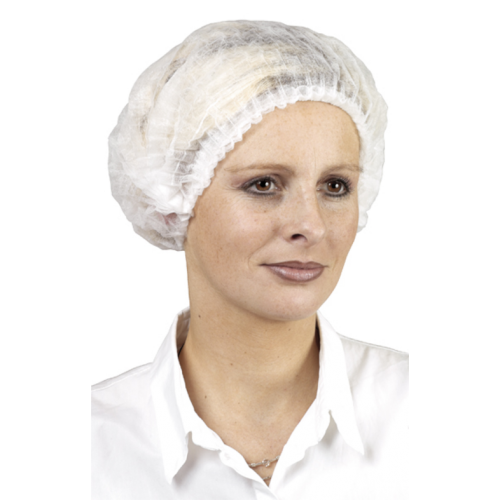 Bonnet (charlotte) type clip, en non tissé blanc (250)