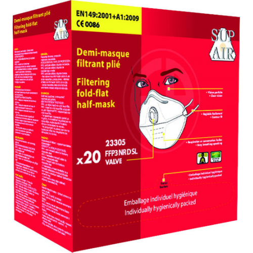 Masque respiratoire pliable avec soupape FFP3  - 3 Masque respiratoire pliable avec soupape FFP3  - 3