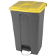 Collecteur poubelle gris à pédale 90L tri sélectif couvercle jaune