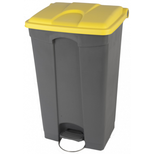 Poubelle tri selectif cuisine 90 L couvercle jaune