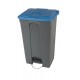 Collecteur poubelle gris à pédale 90L tri sélectif couvercle bleu