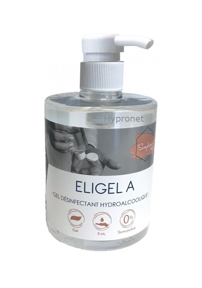 Eligel A Gel hydroalcoolique 500 ml efficace Grippe & Coronavirus