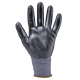 Gant polyester gris paume enduite de nitrile noir