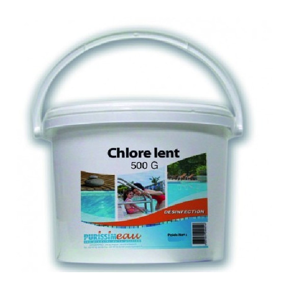 GALETS CHLORE LENT 500g pour piscine seau de 5 kg