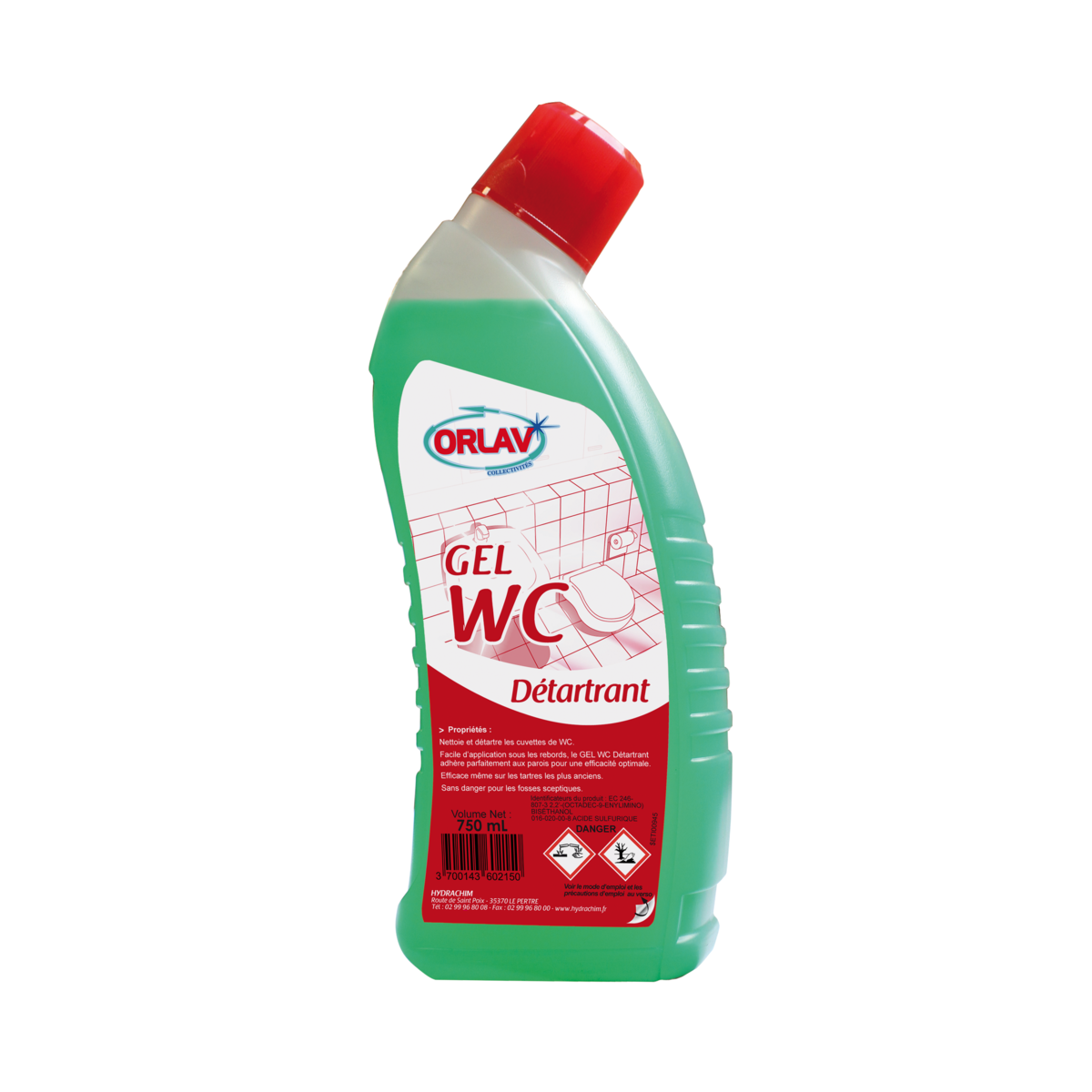 GEL WC Orlav à base d'acide chlorydrique 750 ml