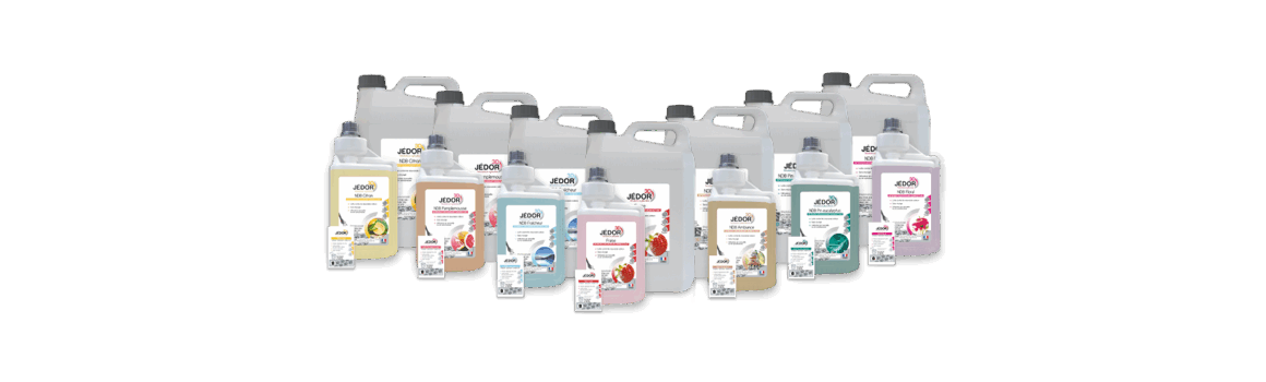 La gamme JEDOR detergent desodorisant desinfectant
