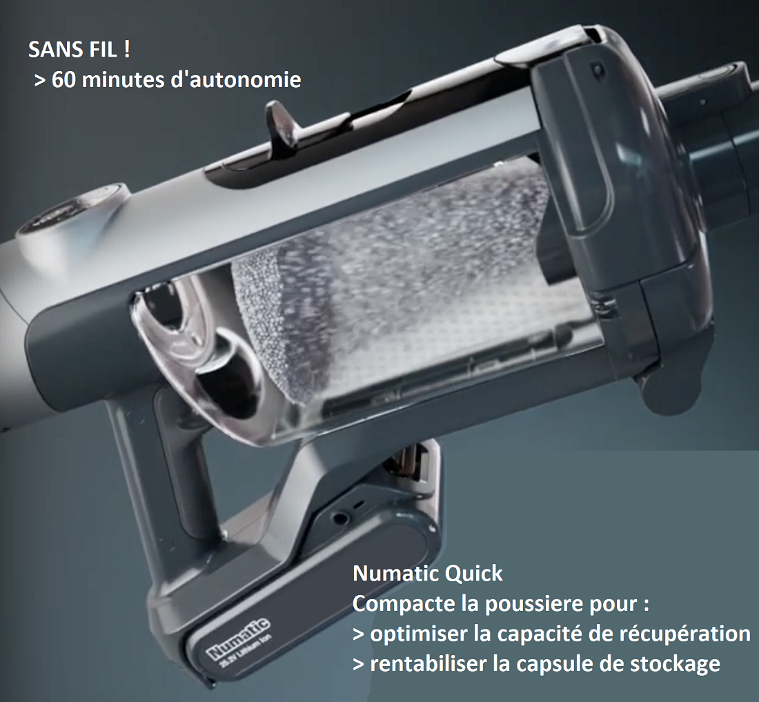 Numatic Quick aspirateur balai à batterie professionnel Hypronet